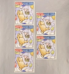 5x Vintage Disney Michel & Company Classic Pooh Bear Piglet Balloon Stickers