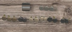 Lot Of 205 Mini Colored Brads Decorative Scrapbooking Gray Metallic Green & Blue