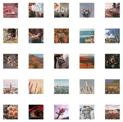 20Pcs Vintage Travel & Nature Collage Multicolor Aesthetic Posters Stickers