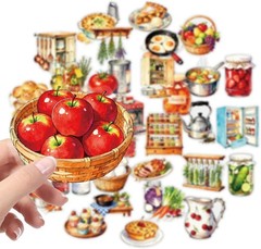 56PCS Kitchen Food Cooking PET Stickers Vintage Bakery Journal Scrapbook Decor