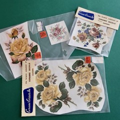 Vtg Ceramic Decals Mixed Media Water Mount Transfers Lot J Yellow Pale Floral