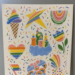 Vintage 1984 Hallmark Rainbow Stickers Hearts Star Castle & More