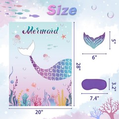 Mermaid Party Game – Pin the Tail with 24 Tails for Kids Birthday Fun
