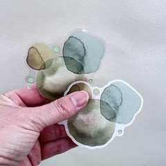 Green Watercolor Swatch Bubble Stickers Junk Journals Collage Scrapbook