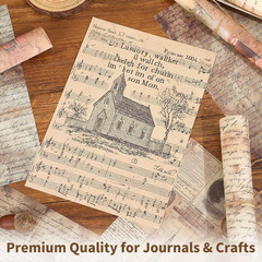 160 Sheets of Retro Manuscript Scrapbook Paper, Journaling Scrapbook Supplies Cr