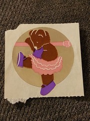 Vintage 80s 1984 Small World Greetings Foil Pink Bear Dancer RARE Unused VTG MOD