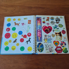 Vintage 1980s Sticker Album Book Puffy Hello Kitty Snoopy Apple Garbage Pail