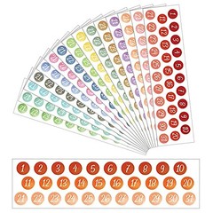 15 Sheets Colorful Planner Date Stickers Calendar Numbers Rainbow Journals