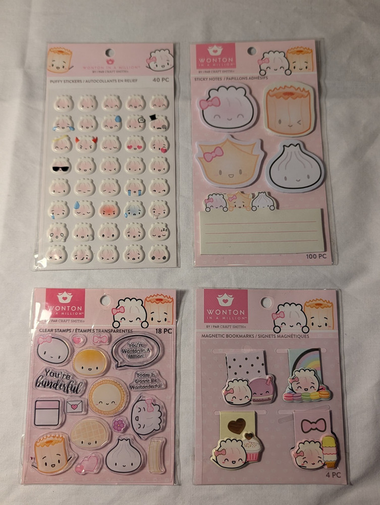Wonton In A Million Puffy Stickers Sticky Notes Clear Stamps Magnetic Bookmarks