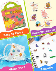 Reusable Sticker Book for Toddlers, Stickers for Kids, Ages 3+, Animals, Dinosau