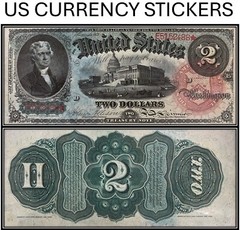 $2 Two Dollar 1869 Legal Tender Note (US CURRENCY STICKERS)