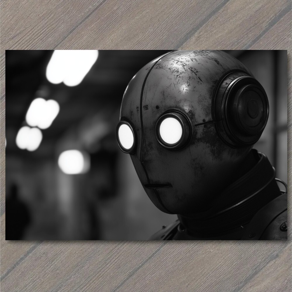 STICKER Classic Robot Black Eyes Industrial Retro Future Strange Weird Machine