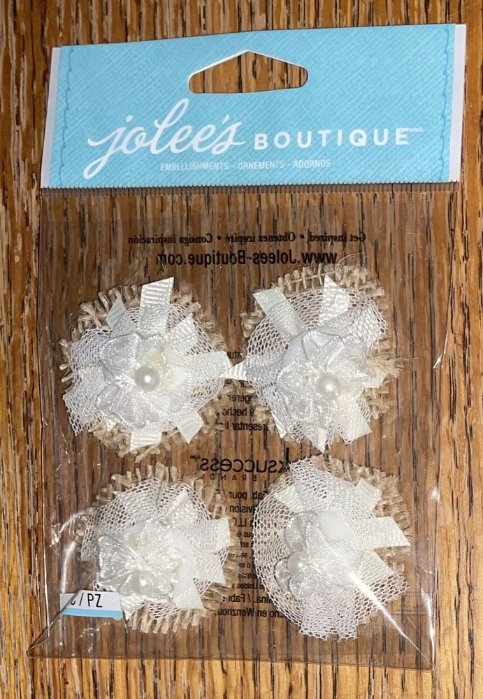 Very RARE Jolees Layered LACE FLOWERS Ribbons Burlap VINTAGE 3D Wedding Stickers