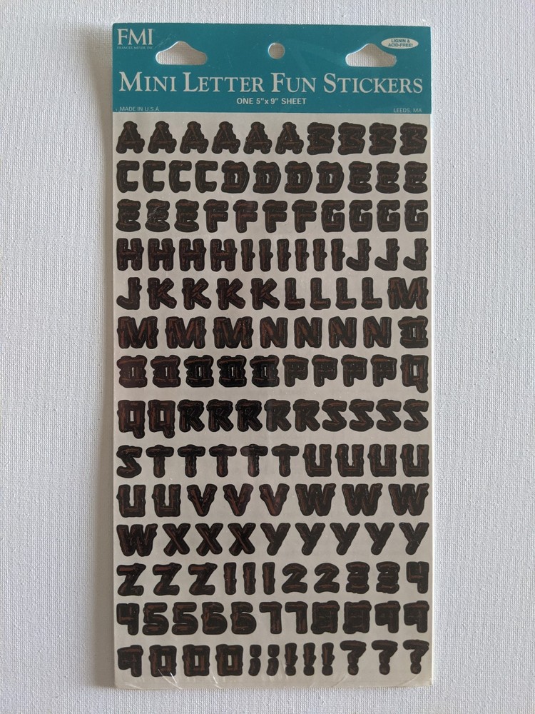 FMI Mini Letters Nos Some Punctuation Log Rustic Stickers Lignin Acid-Free 5″x9″