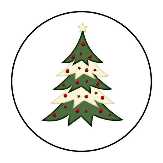 Christmas tree stickers, labels, tags, envelope seals