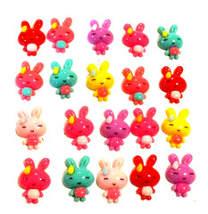 Lot of 20 Multicolor Little Girl Bunnies Flatbacks For Crafting – NEW (#26)