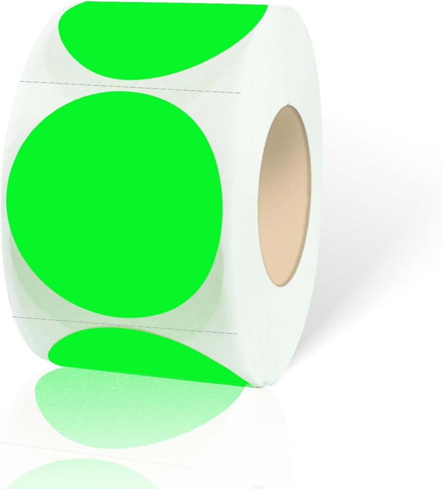 Fluorescent Green Stickers, Dot Stickers 2 Inch, Permanent Color Code Dot Labels