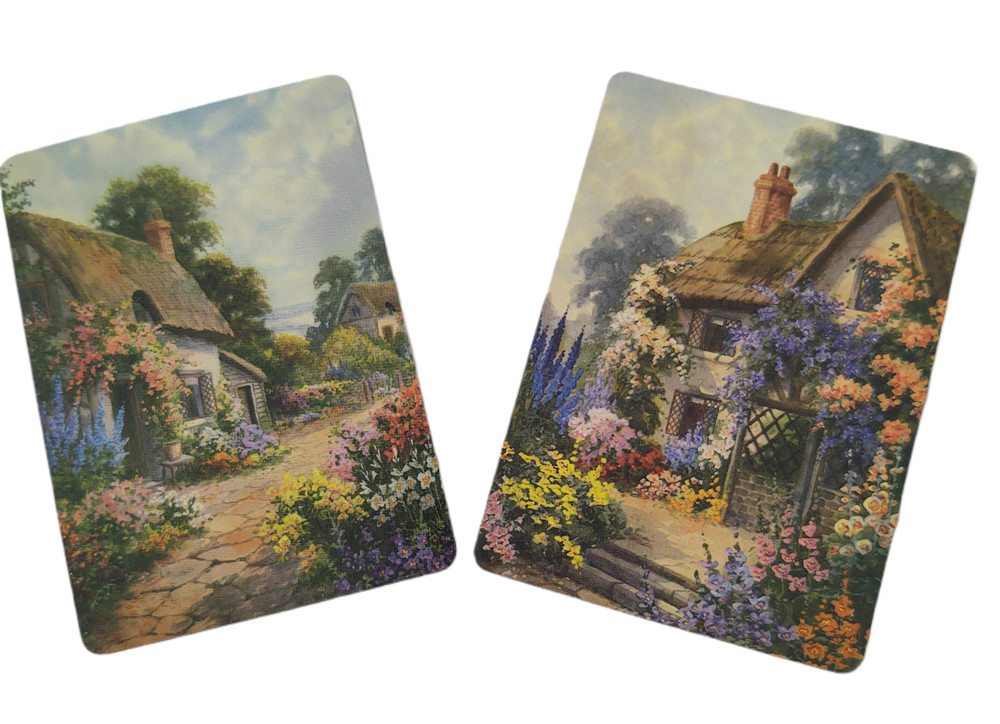 2 Single Swap Country Cottage Flowers Playing Cards Paper Scrapbook Junk Journal