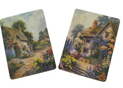 2 Single Swap Country Cottage Flowers Playing Cards Paper Scrapbook Junk Journal