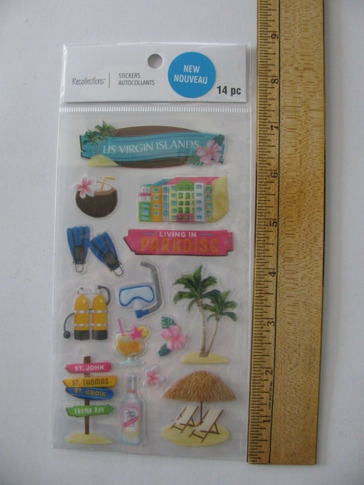 Recollections Stickers US VIRGIN ISLANDS 14 Pieces NIP
