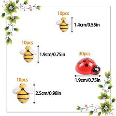 glacely 120pcs Mini Resin Bee Daisy Flowers Decor and Ladybugs Small,