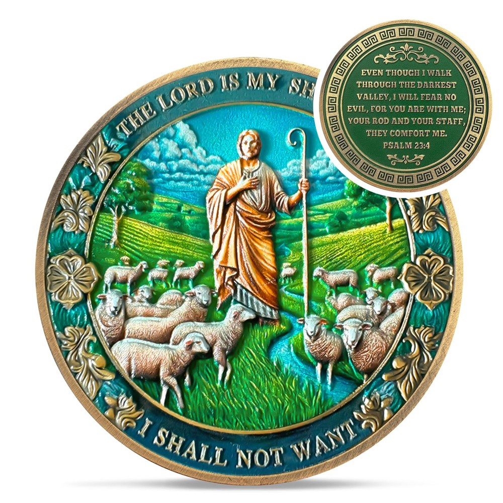 The Lord is My Shepherd Christian Challenge Coin – Psalm 23:4 Religious Jesus…
