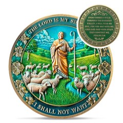 The Lord is My Shepherd Christian Challenge Coin – Psalm 23:4 Religious Jesus…