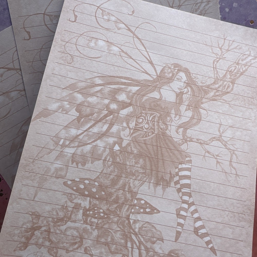 Vintage 90s Amy Brown Autumn Day dream 1999 Fairy Stationery Paper Sheets