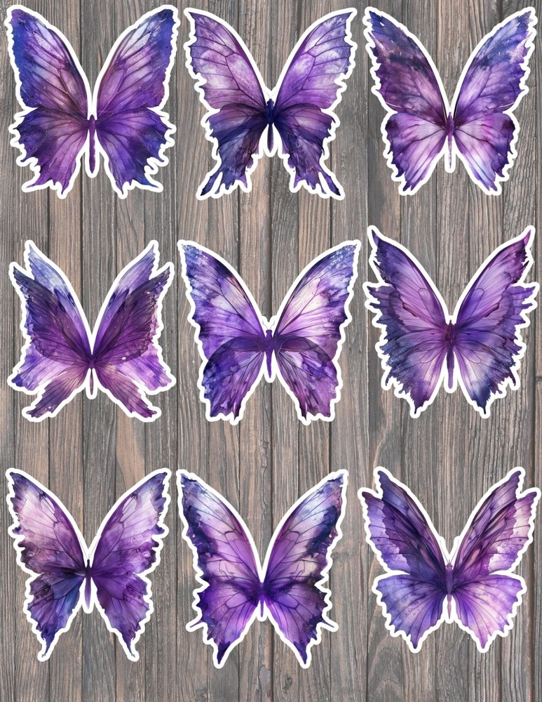Purple Butterfly Die Cut Vinyl Stickers Scrapbooking Laptop Waterbottle