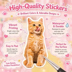 Cat Sticker Book, 30 Pages Over 800 Cute Die Cut Stickers with 3 Style 1