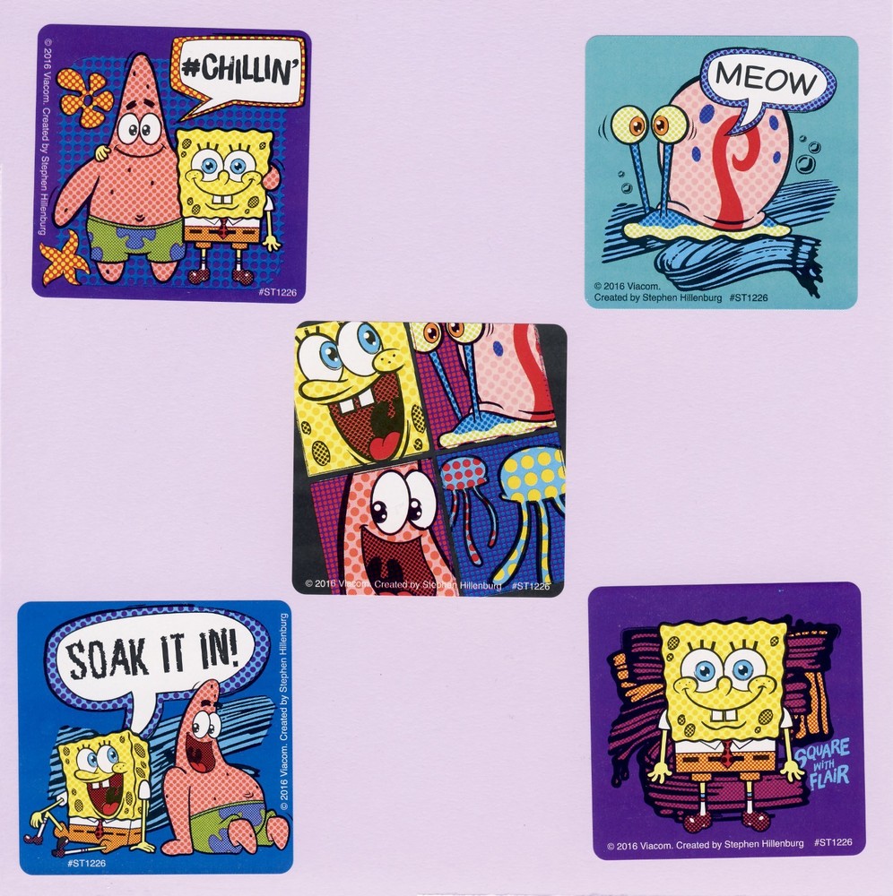10 SpongeBob SquarePants Flair – Large Stickers – Party Favors – Rewards
