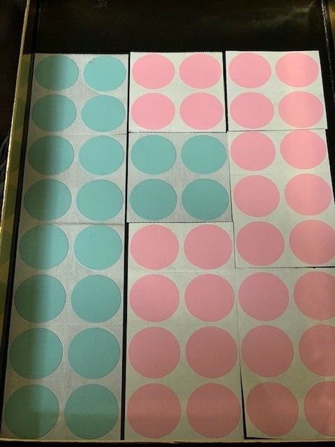 59 PCS TEAL & PINK CIRCLES – 1.5” CIRCLE CIRCUMFERENCE – CIRCLE STICKERS 59pcs