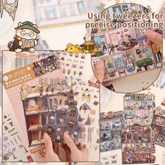 Girls 3D Miniature Scene Stickers DIY House Sticker for Adult Kids Relief Stress