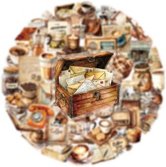 Retro Coffee Stickers 50pcs Aesthetic Scrapbook Journal Waterproof PET Set