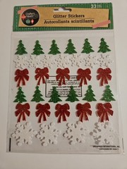 Christmas Trees Snowflakes Bows Dimensional Glitter Foam Stickers 1ea 33pc Pak