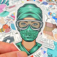 50 Pcs Cartoon Nurse Stickers – Waterproof Vinyl Decals for Smooth Surfaces
