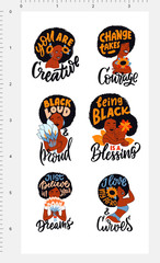 Black Woman Empowerment Stickers Afro Girl Scrapbook Decals Melanin Art Journal