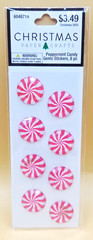 Christmas Paper Crafts PEPPERMINT CANDY GEMS 8pc Dimensional Stickers, NEW