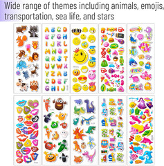 3D Puffy Stickers for Toddlers & Kids, 40 Sheets, 794 Pieces, Assorted Themes
