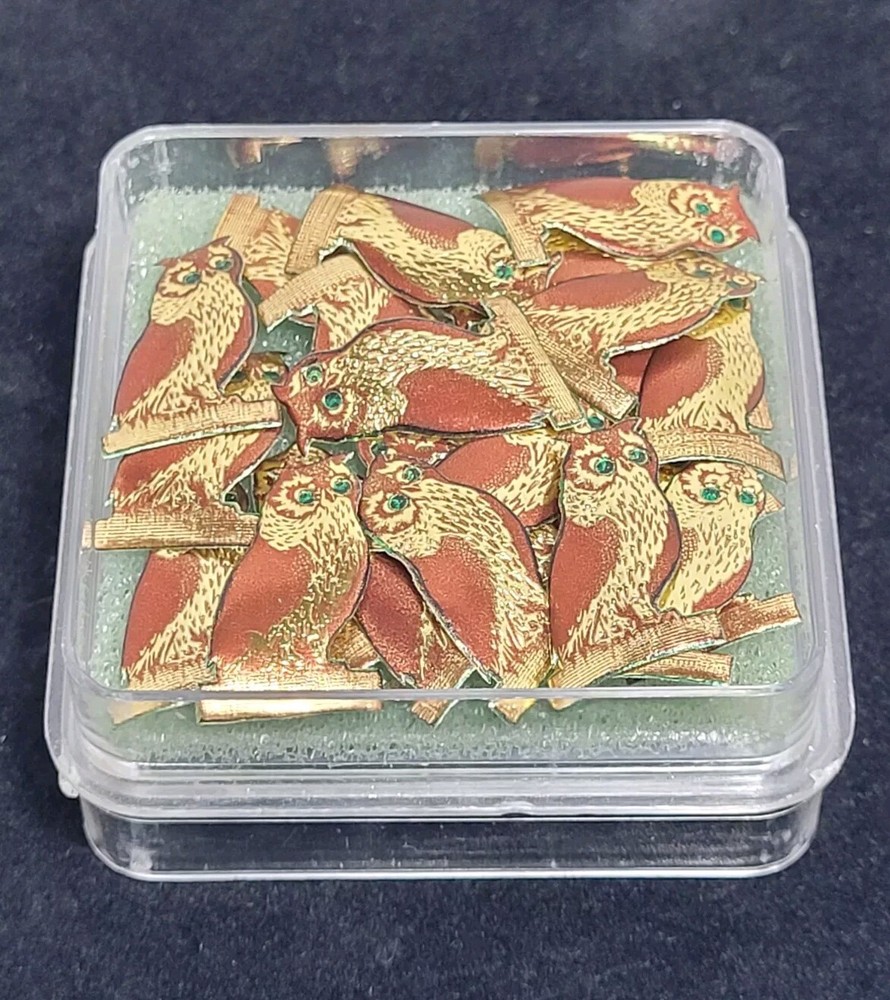 RARE Miniature Vintage Owl Die Cuts Tiny Made In Switzerland Paper Scrapbooking