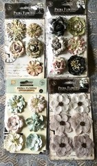 Lot of 4 NIP PRIMA FLOWERS Paper Flowers Embellishment Spring, Easter Scrapbook