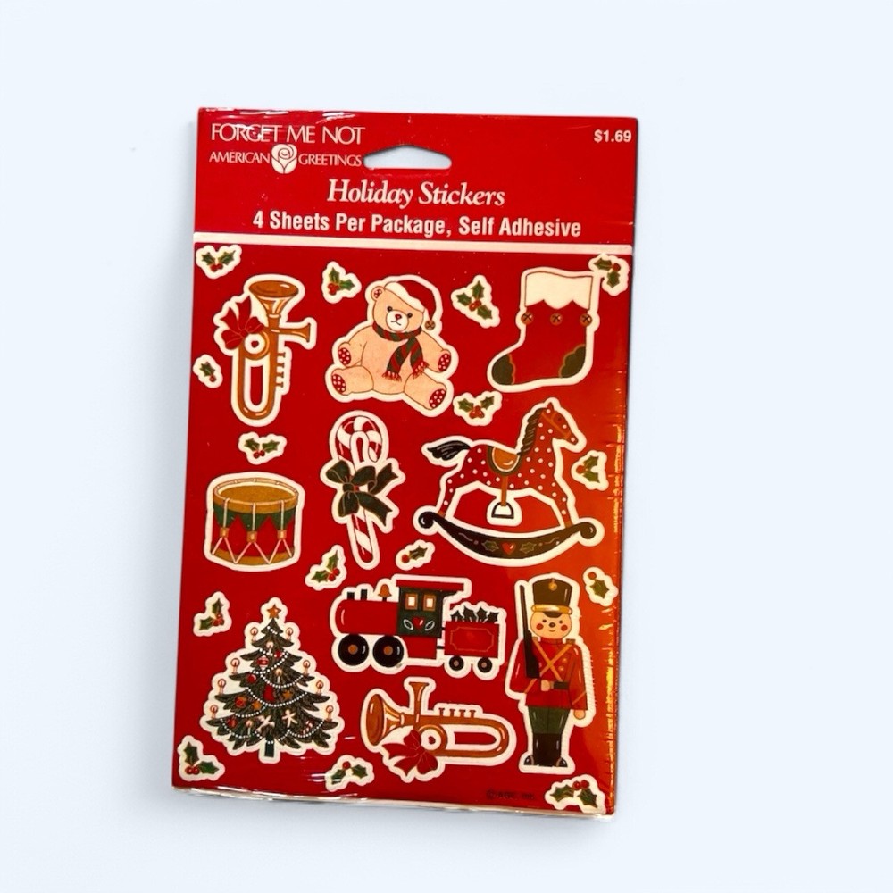 VTG 90’s American Greetings Forget Me Not Holiday Xmas Stickers 4 Sheets NEW