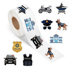 500 Pcs Police Stickers Roll Law Enforcement Themed