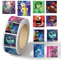 500 pcs Sticker Seals Roll Cute Square Inside Out 2 Semi Gloss Self Adhesive NEW