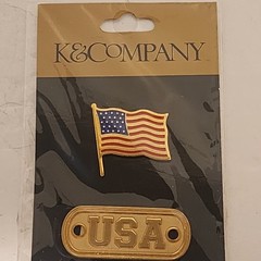 K& Company Metal American Flag and USA Die Cast medals Scrapbook Embellishments