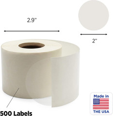 2 Inch Clear round Wafer Seals, 500 per Roll