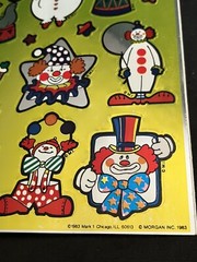Vintage Mark 1 Large Mylar Chrome Sticker Sheet CLOWNS – Morgan 1983 – Rare!