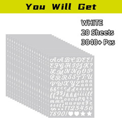 3040Pcs 20 Sheets Small Letter Number Stickers, 0.5Inch Colorful Self-Adhesive V