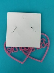 Pink Glitter Heart Earrings Acrylic Dangle Statement Barbiecore Cute Trendy Jewe