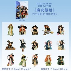 15Pcs Witchcraft Themed PET Stickers Journal Planner Decals Scrapbooking Collage